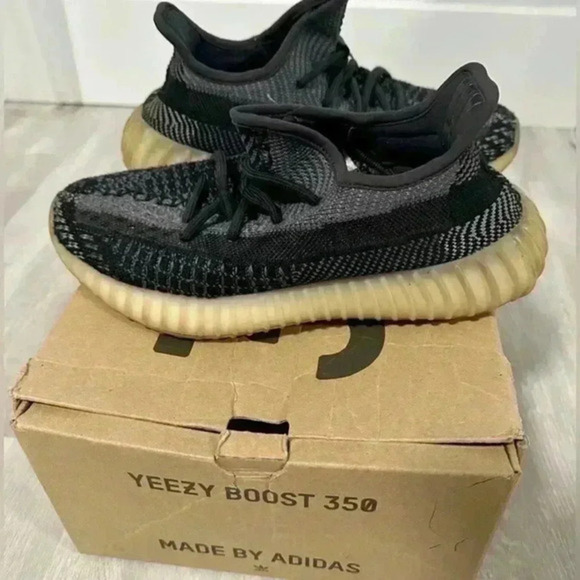 Adidas x Yeezy Black/Blue Knit Fabric Boost 350 v2 carbon Sneakers Size 5 1/2‎ - Picture 11 of 11